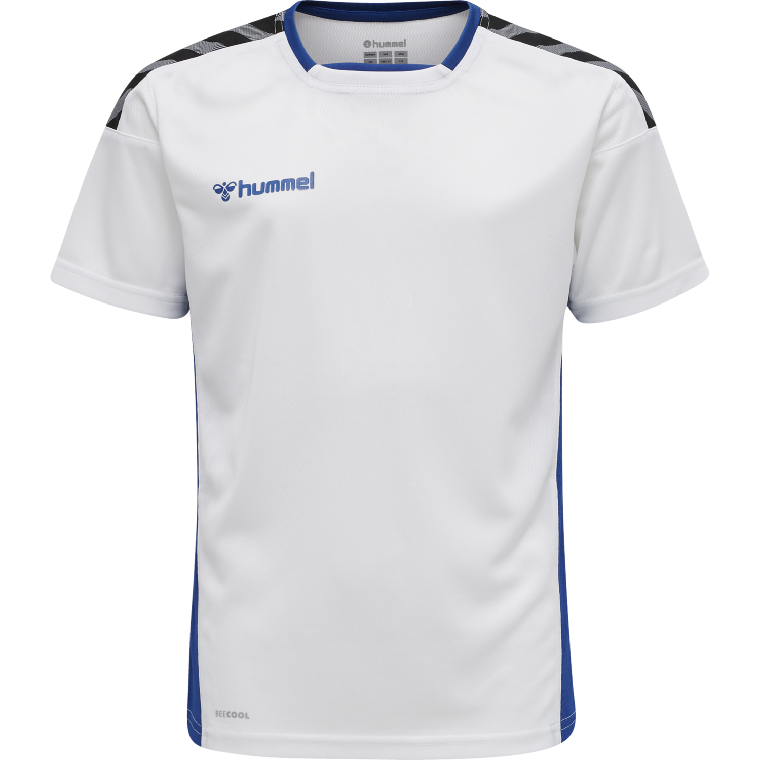 hmlAUTHENTIC KIDS POLY JERSEY S/S, WHITE/TRUE BLUE, packshot
