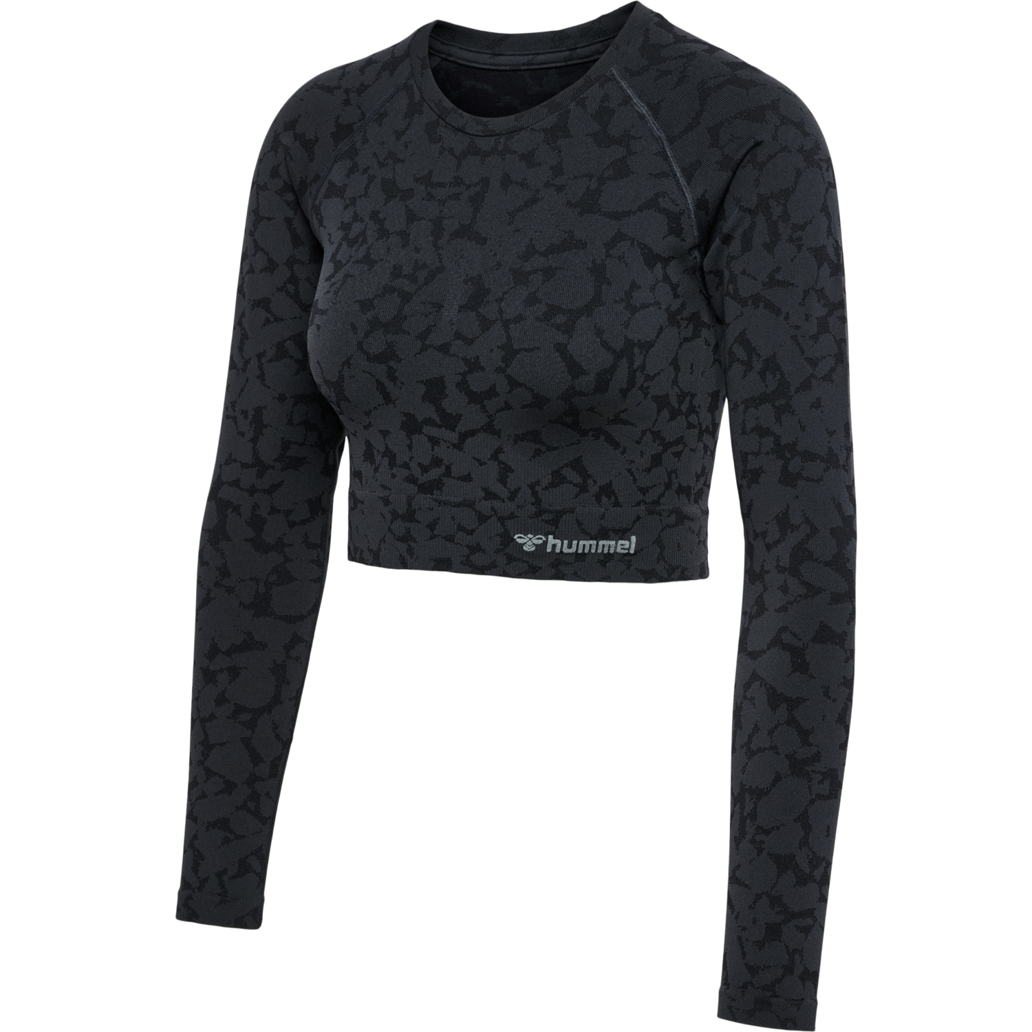 hmlMT PI SEAMLESS CROP T-SHIRT L/S, BLACK, packshot