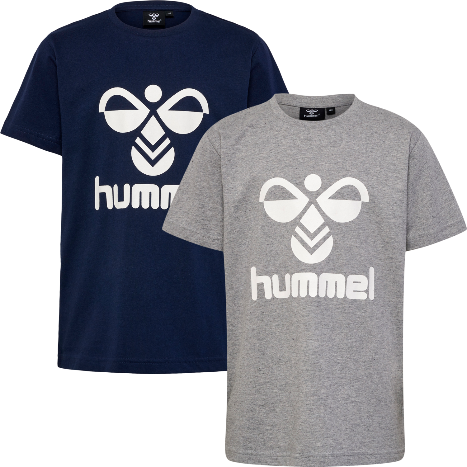 hmlTRES T-SHIRT S/S 2-PK, BLACK IRIS/GREY MELANGE, packshot