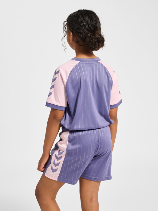 hmlJR GOAL STRIPE T-SHIRT S/S, HERON, model