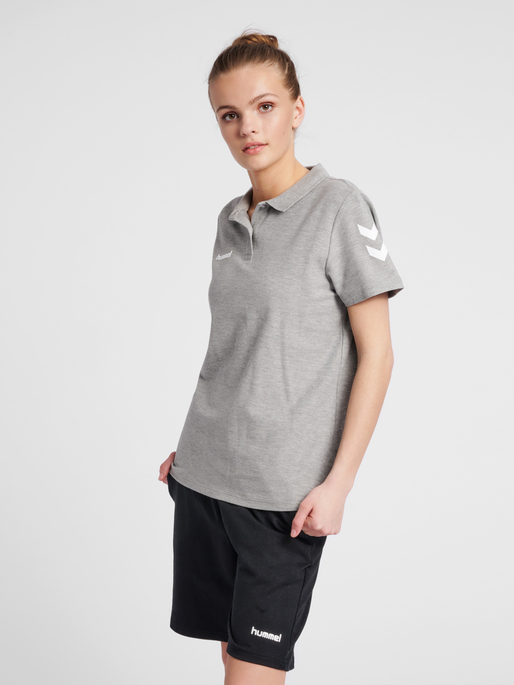 HMLGO COTTON POLO WOMAN, GREY MELANGE, model