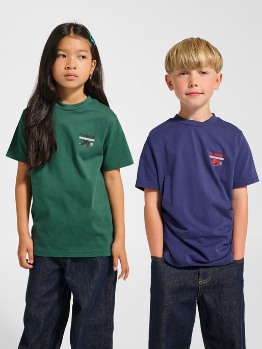 hmlJR REG T-SHIRT S/S RUNNER 2-PACK, SMOKE PINE/DEEP COBALT, model