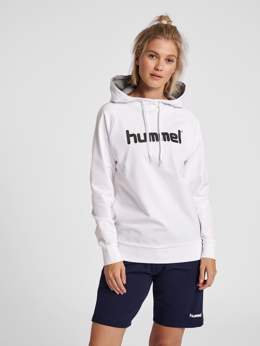 HMLGO COTTON LOGO HOODIE WOMAN, WHITE, model