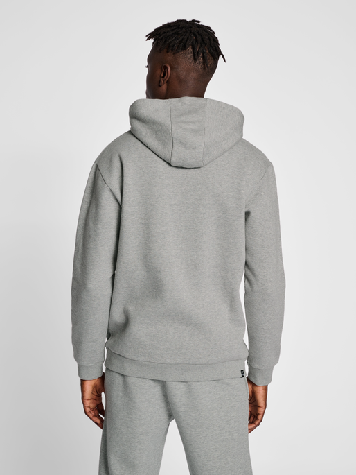hmlMOVER COTTON HOODIE, GREY MELANGE, model