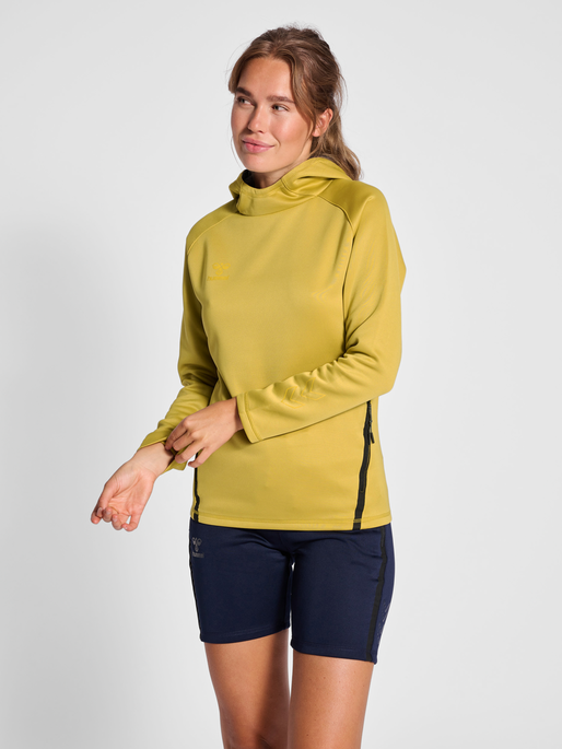 hmlCIMA XK HOODIE WOMAN, ANTIQUE GOLD, model