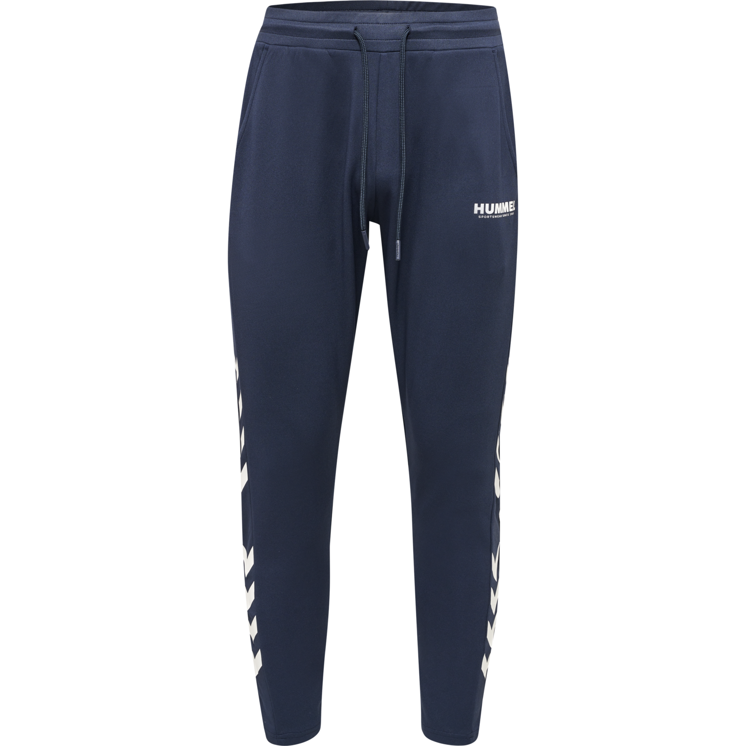 hmlLEGACY POLY TAPERED PANTS, BLUE NIGHTS/WHITE, packshot