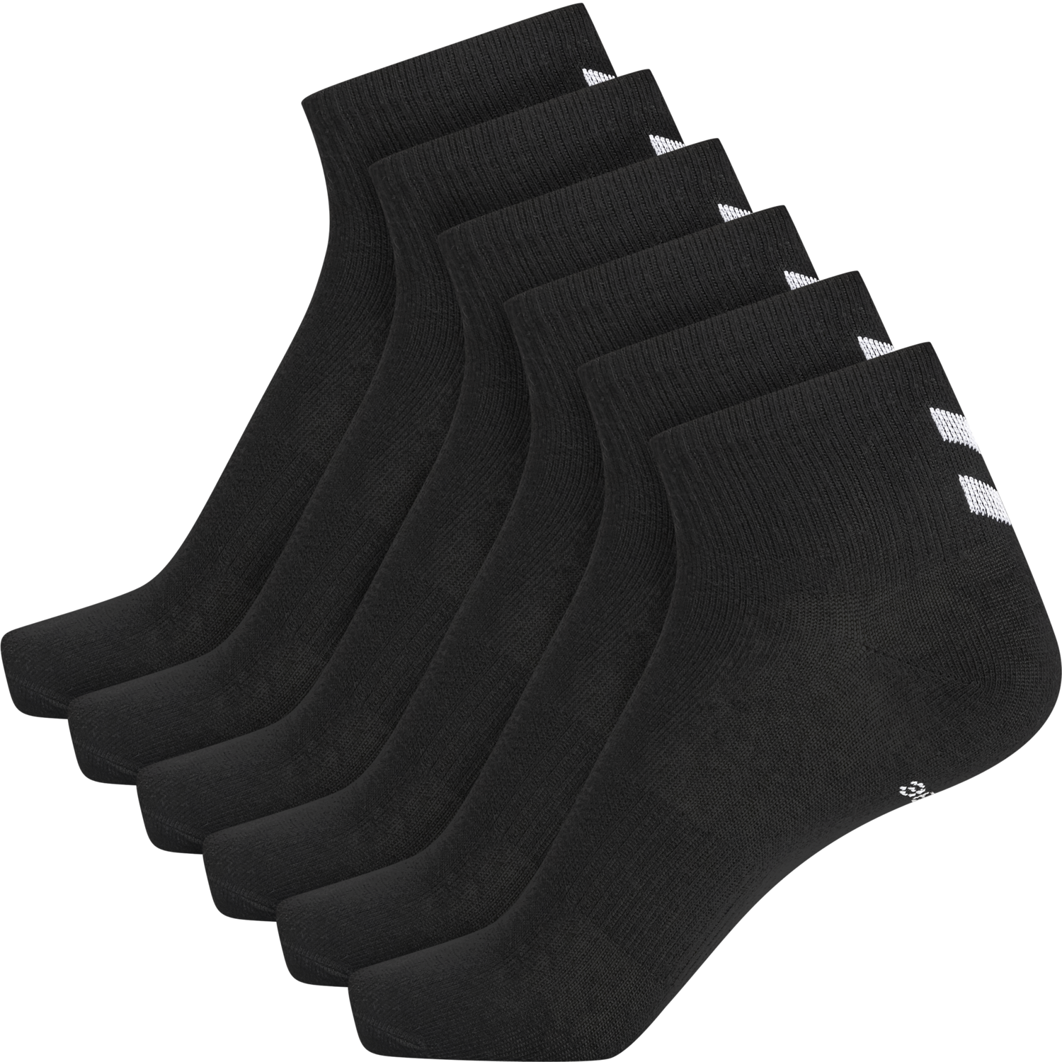 hmlCHEVRON 6-PACK  MID CUT SOCKS, BLACK/BLACK, packshot