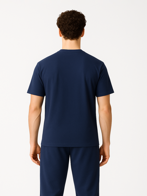 hmlMOVER COTTON T-SHIRT S/S, MARINE, model