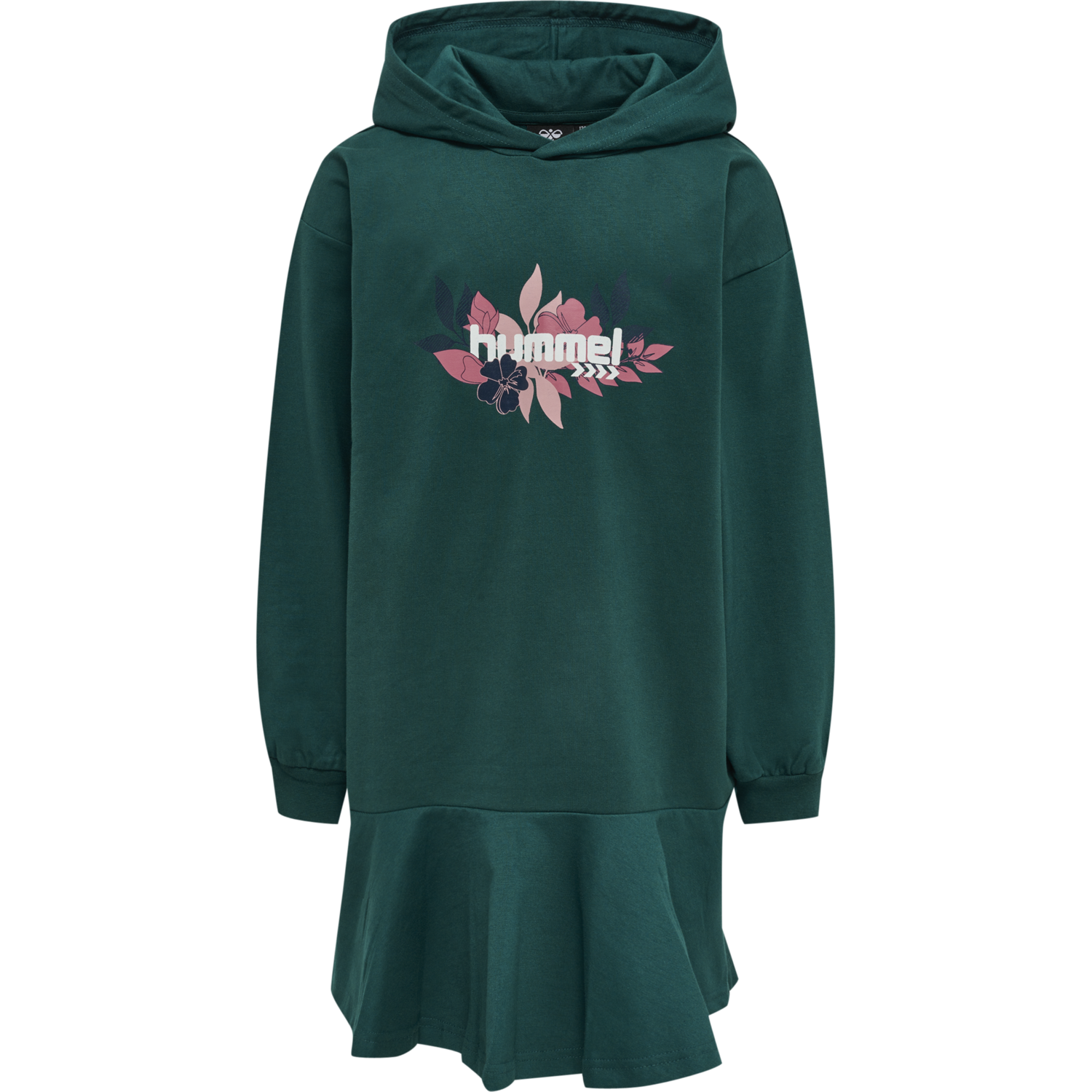 hmlSAGA HOODIE DRESS, DEEP TEAL, packshot