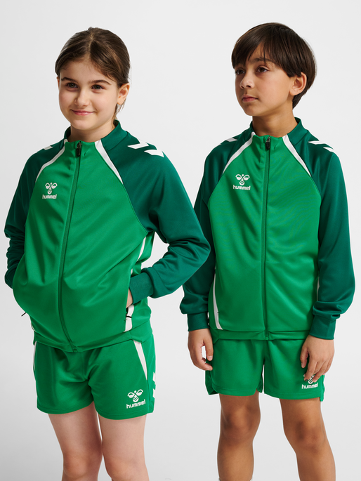 hmlLEAD 2.0 TRACK ZIP JACKET KIDS, JELLY BEAN/EVERGREEN, model