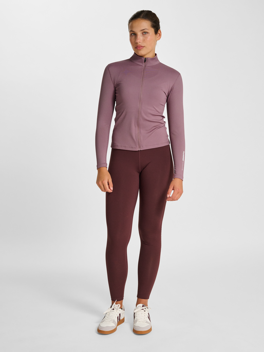 hmlPULSE W ZIP SHIRT L/S, WISTFUL MAUVE, model